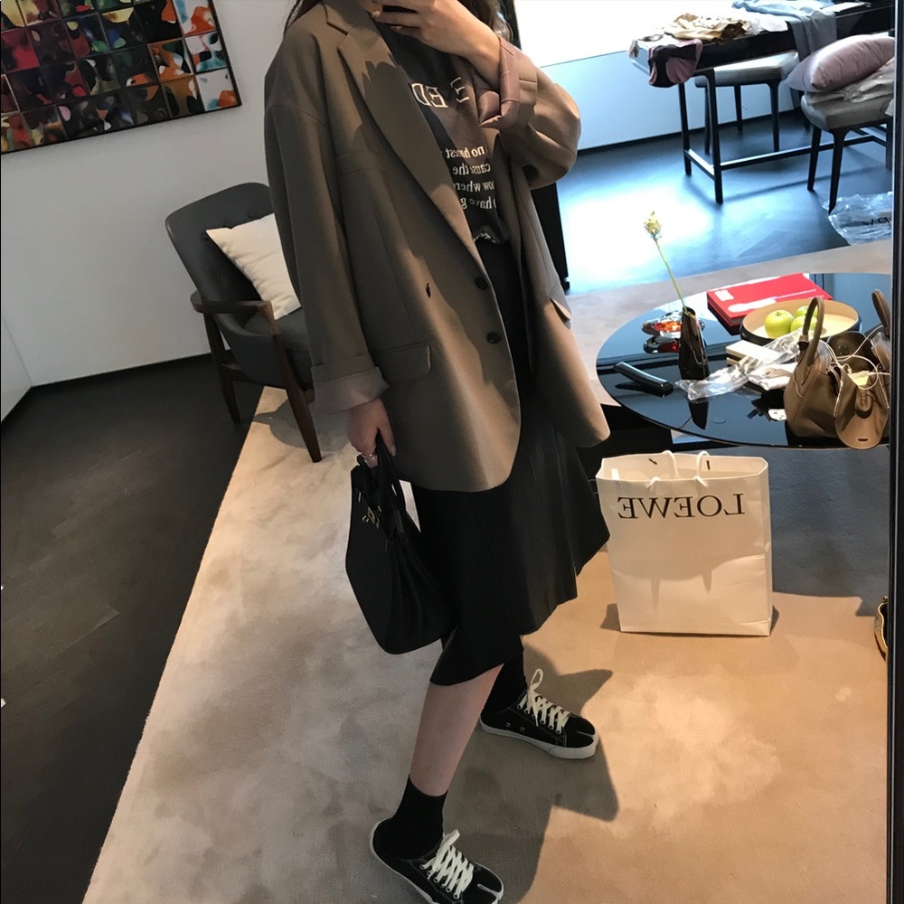 Drop shoulder jacket in caramel color
